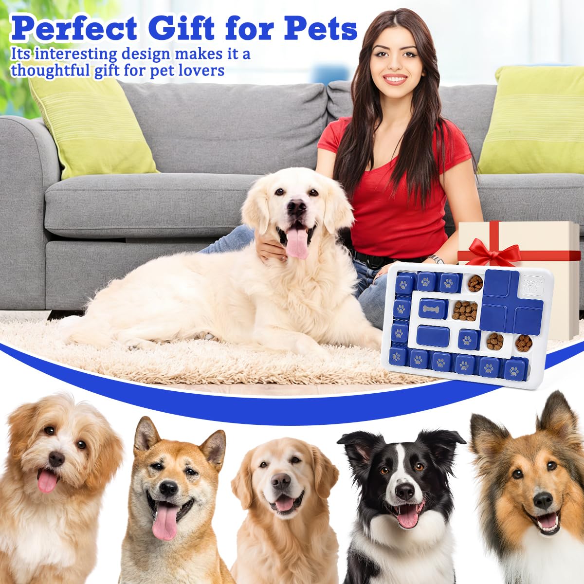 Giocattoli Puzzle per Cani, Giocattoli di Intelligenza per Cani di Livello 2 in 1 Giochi per Cane Interattivi Giochi Interattivi per Cane Mangiatoia Intelligenza Ciotola per Animali Domestici