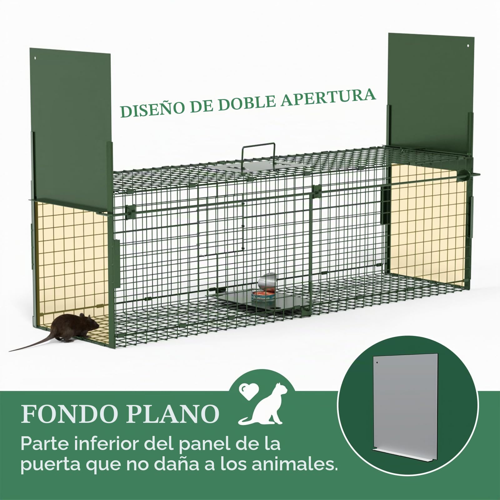 Trampa Animales Vivos 100 X 29 X 31.5 cm Jaula Trampa Gatos Grande Trampa para Gatos