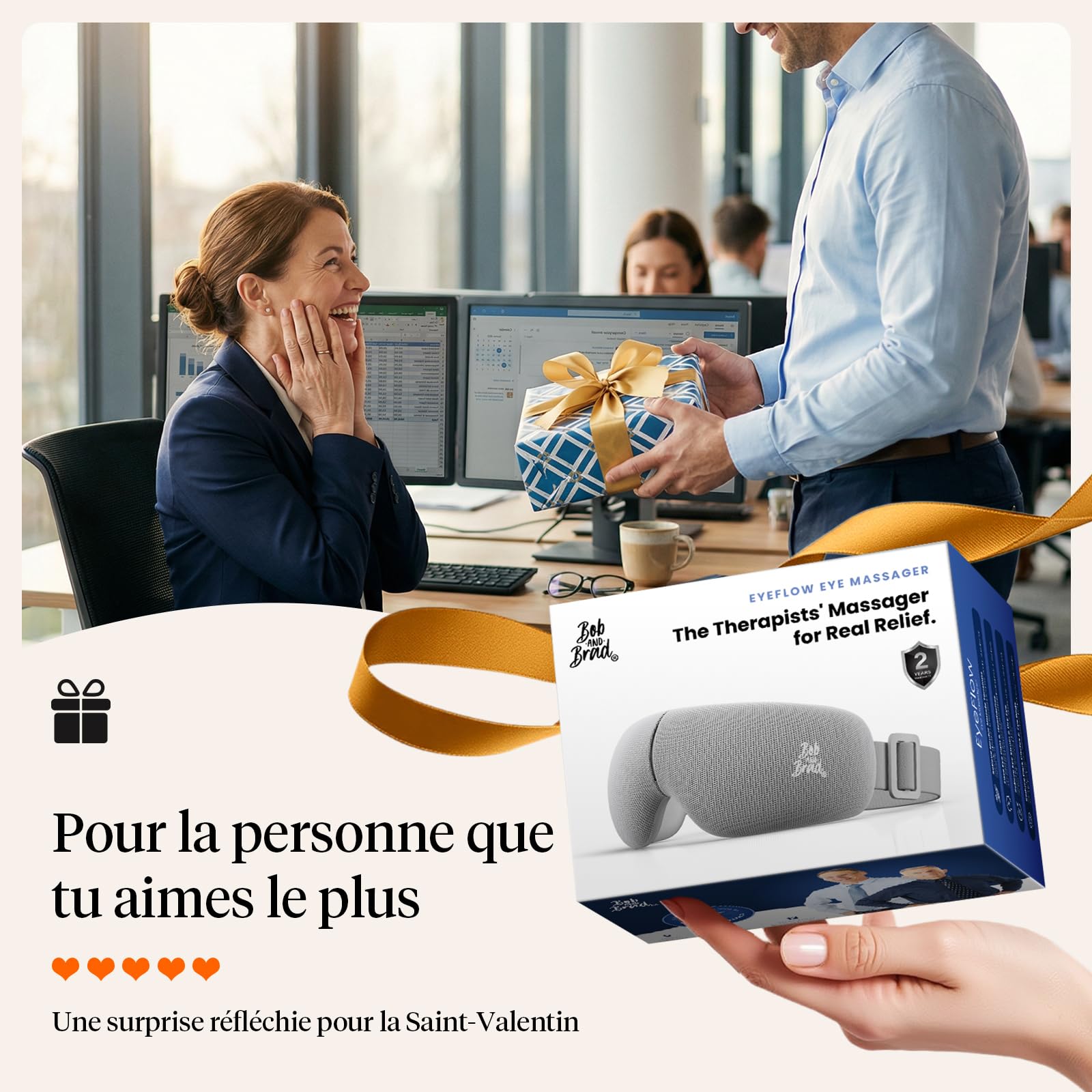 BOB AND BRAD EYEFLOW masseur oculaire avec chaleur et froid, masque massage yeux à compression froide semi-conductrice pour soulager la migraine, sécheresse et fatigue, cadeau pour hommes femmes