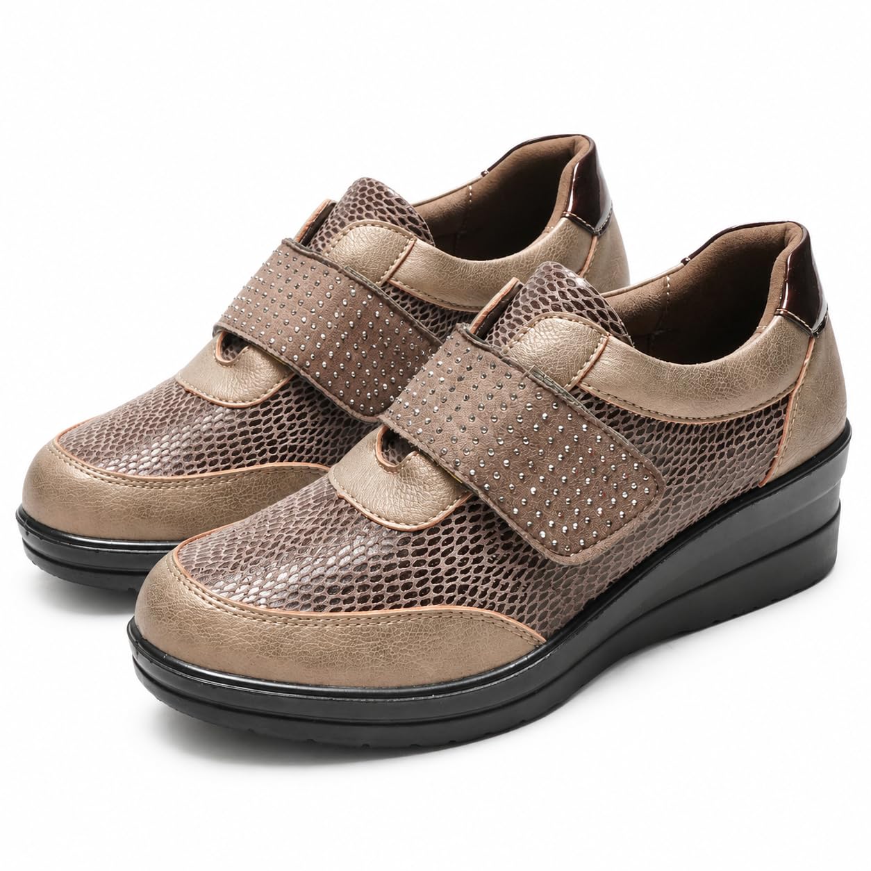 CLEIKS Mocassino Donna Elegante Scarpe con Zeppa da Donna Scarpe con Strappo Casual Design con Strass CWCL265158 IT