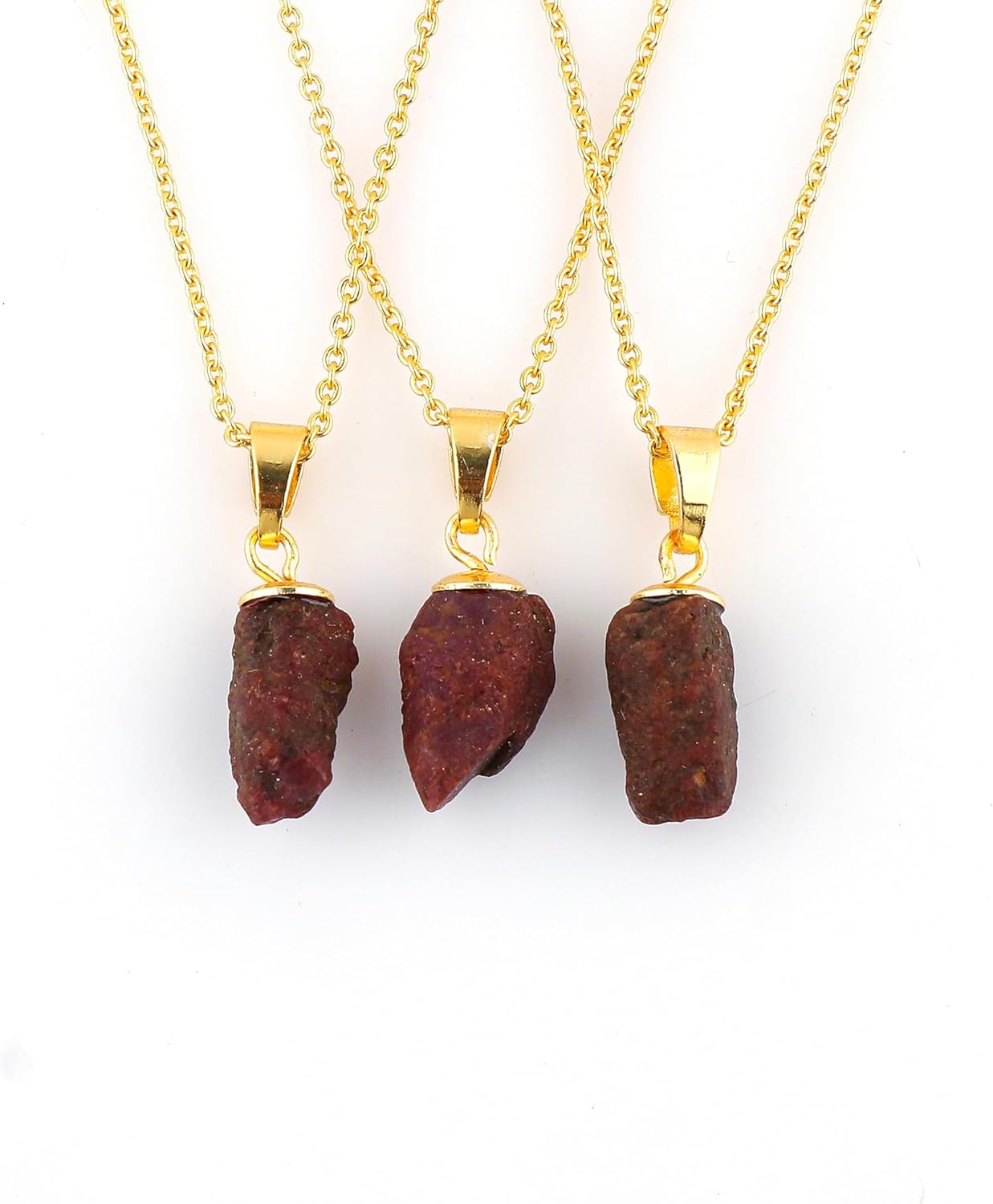 Raw Gemstone Pendant Necklace for Women |Natural Healing Crystal Rough Pendant 15–25 Carat | 8–14 mm Stone |Gold Plated Chain 16+2 Inch Adjustable | Gift Jewelry - Image 6