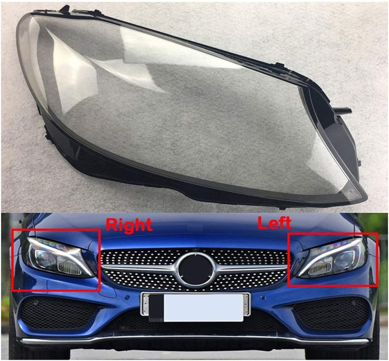 Headlamp red lens Automobile Headlight Cover Fit For MercedesBenz C