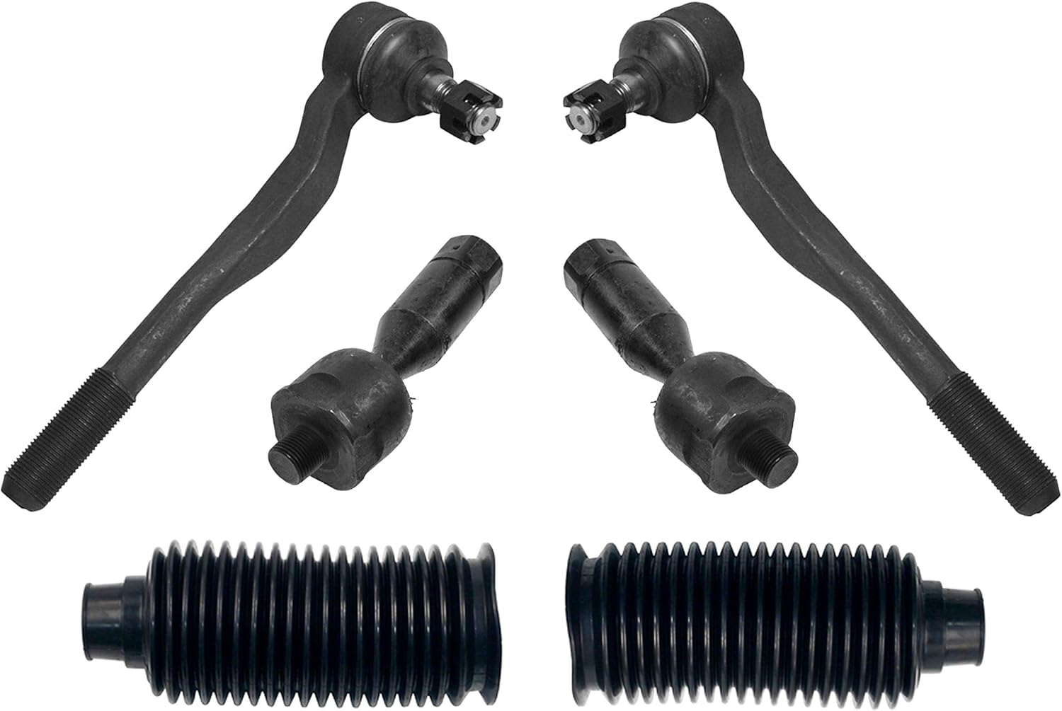 PartsW - 6Pc Steering Kit Inner Tie Rod Ends + Outer Tie Rod Ends + Rack & Pinion Below Boots for TOYOTA 4Runner 1996-2002 All Models