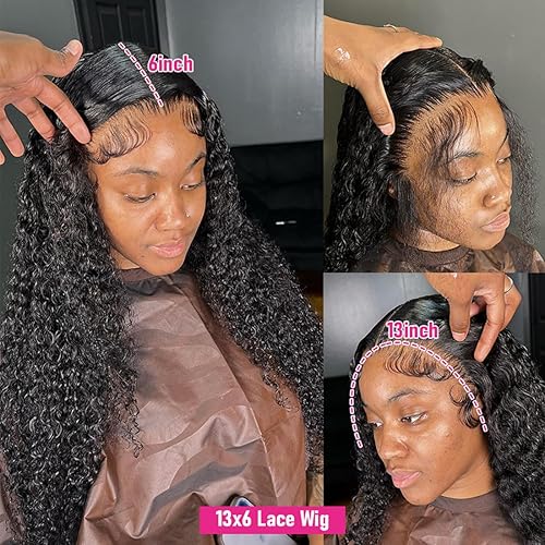 Miniatura 3 de Pelucas de cabello humano ondulado con encaje frontal de densidad 250 de 13 x 6, sin pegamento, precortadas, precortadas, ondas profundas, HD,