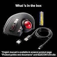 Vista 9 de ELECOM Ratón Trackball Inalámbrico, Ratón Ergonómico, Conexión para 3 Dispositivos, Con Cable (USB), Bluetooth, Ratón Track Ball, Control