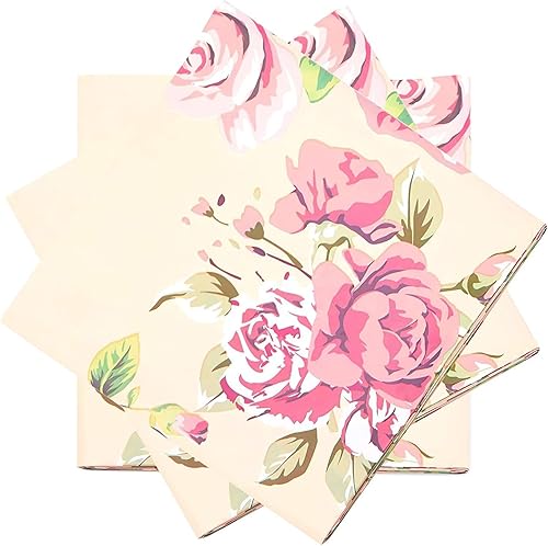 Miniatura 4 de Sparkle and Bash Paquete de 3 manteles de plástico florales  54 x 108 pulgadas, patrón rosa vintage rosa  manteles desechables de plástico rosa para