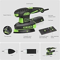Vista 4 de GALAX PRO 250W 2-in-1 Sheet Sanders/Detail Sanders, 6000-12000 RPM 6 Variable Speed Multi-Function Sander with Dust Box, Electric Sander for Sanding