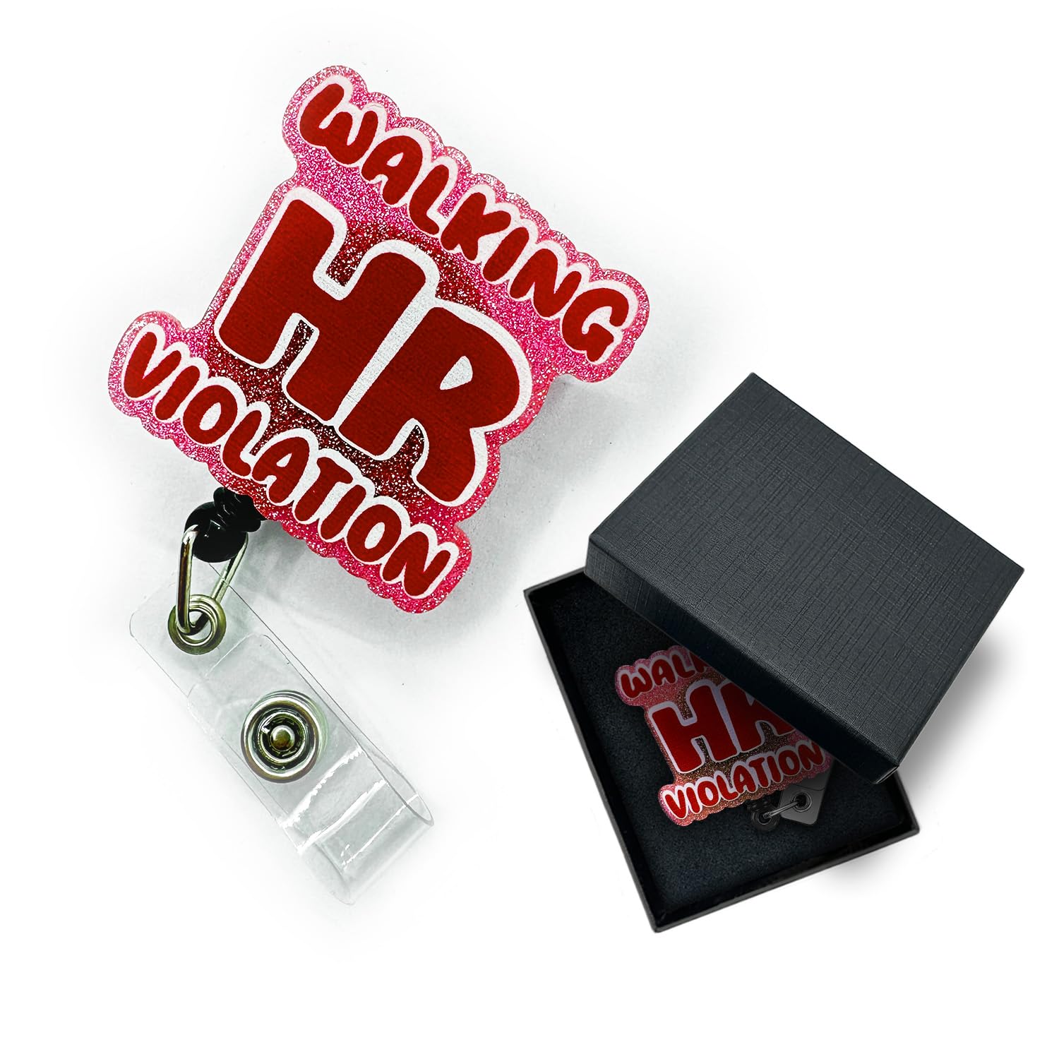 Walking HR Violation Funny ID Card Badge Holder HR Office Worker Nurse Badge Reel Retractable with Alligator Clip, Gifts for Office Worker Coworker HR