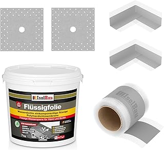 Isolbau Dicht-Set - Inkl. 1x Flüssigfolie (7 kg), 1x Dichtband (5 m), 2x Innenecken & 2x Manschetten