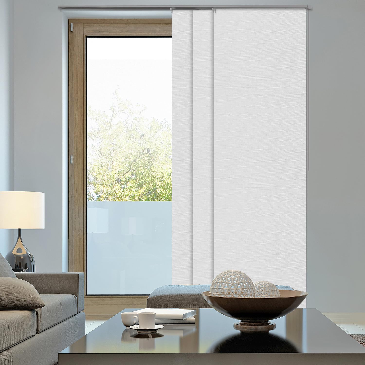 Zshine Manual Blackout Privacy Panel Track Blinds Wand Control Custom Size Oversize Width Up to 150" for Sliding Door Room Divider （82028G）