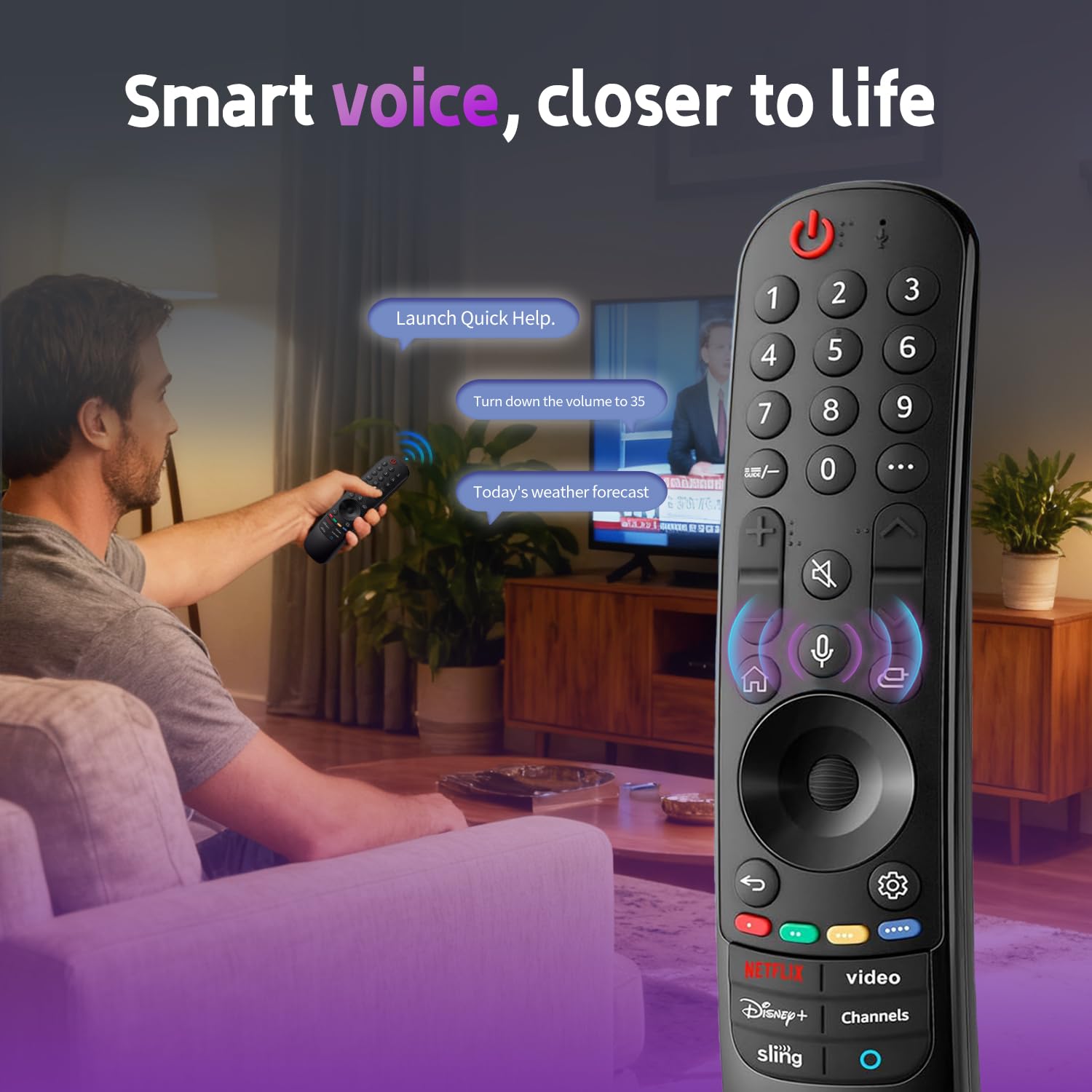 Mando a distancia de repuesto para LG Smart TV con control de voz y puntero, compatible con televisores inteligentes LG UHD OLED QNED NanoCell 4K 8K 2018-2025, incluye funda de silicona que brilla en