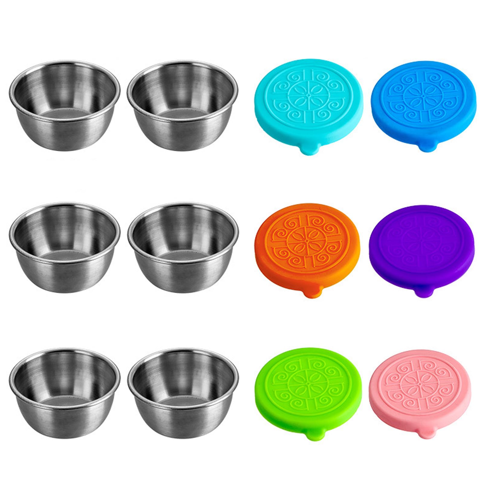 JJIW 180ML/ 40ML 6Pcs Stainless Steel Snack Pots, Reusable Snack Box, Food Storage Containers For Lunch Boxes, Sauce Pots, Picnics, Travel Meal Prep And Small Food Containers With Lids (40ML)