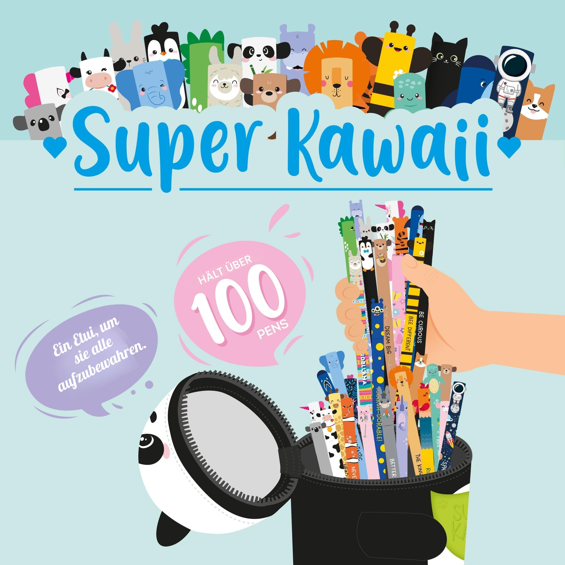 Legami - Super Kawaii Panda Federmäppchen für bis zu 100 radierbare Stifte, weiches Silikon, 13 x 19 x 13 cm