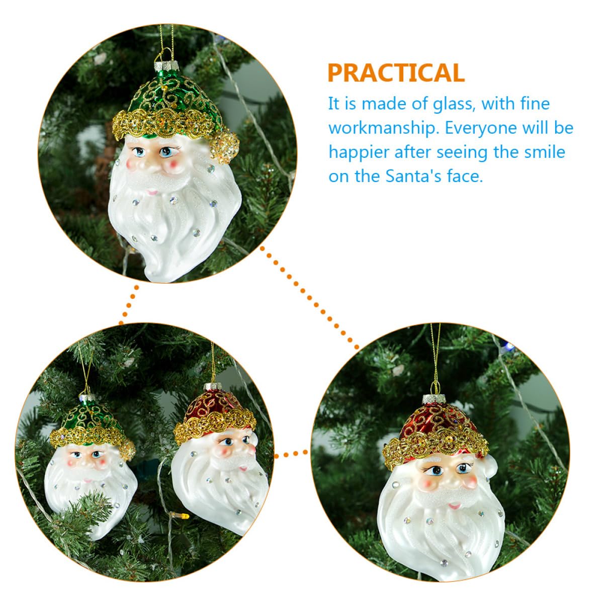 Decoración Navideña De Papá Noel 2 Colgantes Colgantes De Cristal Adornos Navideños