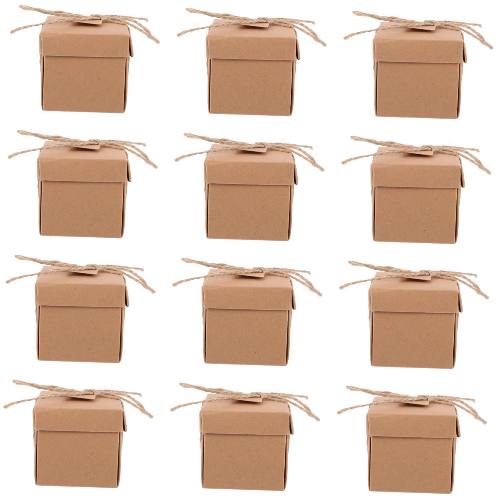 Warmhm 50sätze Kraftpapier-süßigkeiten-verpackungsboxen Geschenkboxen Aus Kraftpapier Mit Seilen Und Tags Für Partygeschenke Kleine Geschenke Wie Süßigkeiten Kekse Schokolade Und