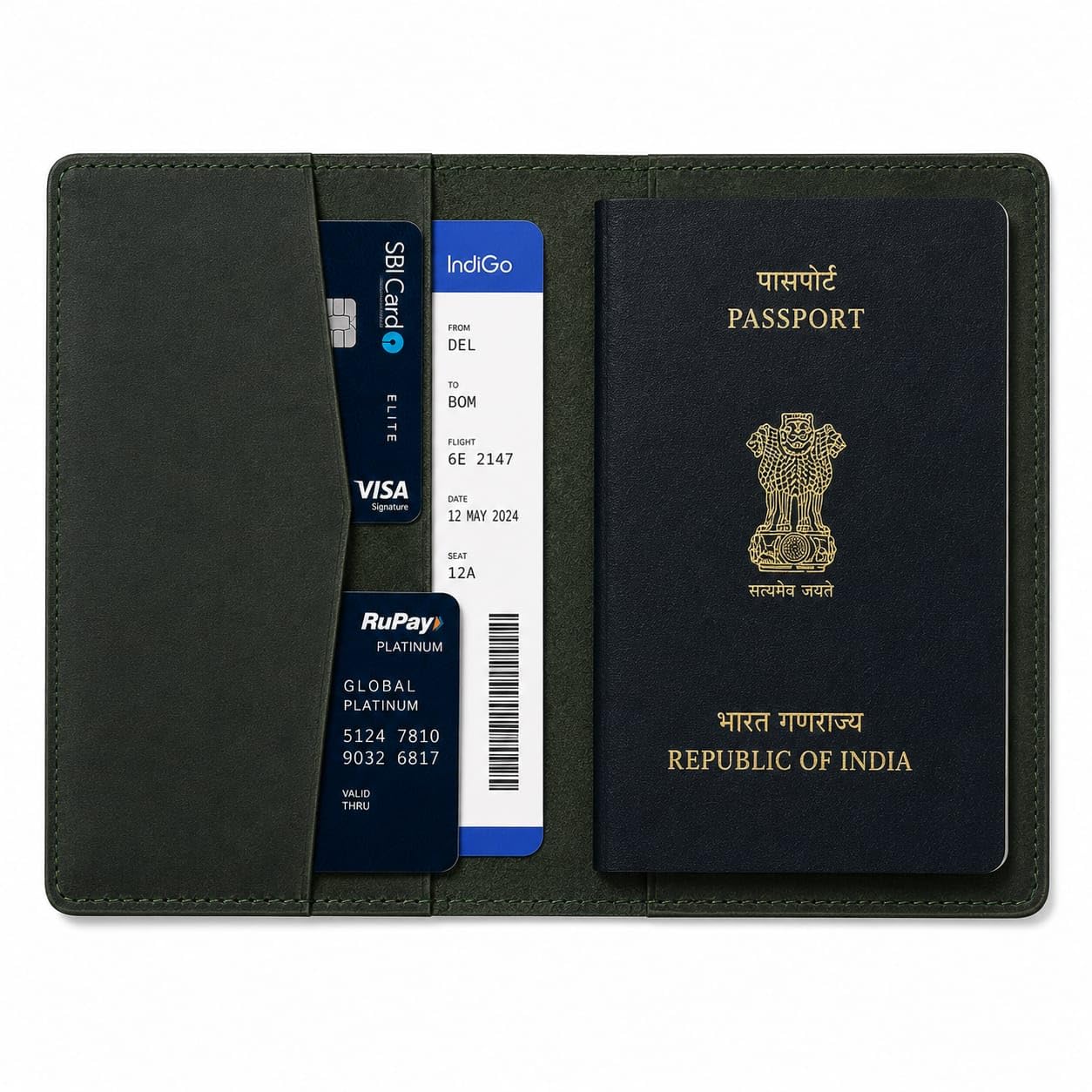 falvian Genuine Leather Passport Holder for Men & Women | Slim Travel Wallet with Card Slots | Premium Leather Passport Cover | Brown | Deep Green (Deep Green)-picture-11
