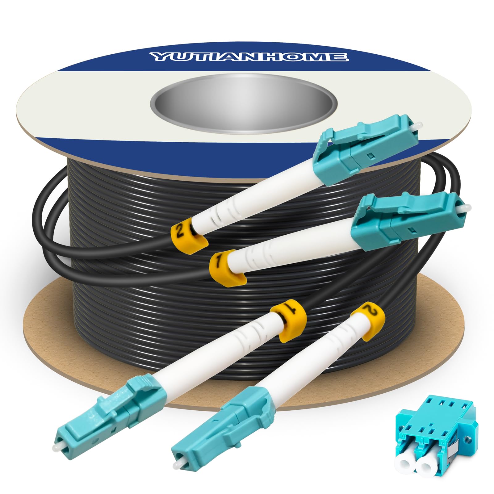 YUTIANHOME75 Meters Armored Fiber Patch Cable OM3, LC to LC Fiber Optic Cable Cord 10GB/Gigabit Multimode Jumper Duplex 50/125um, Multi Mode Outdoor OM3 LC Fiber 250 Foot