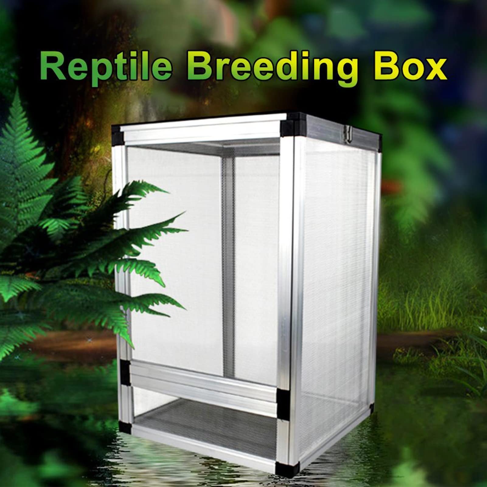Caja de Jaula de cría de Reptiles, contenedores de Marco de Aluminio de terrario acrílico para Mascotas camaleón araña Lagarto Rana escorpión (Plata 20x20x30cm)