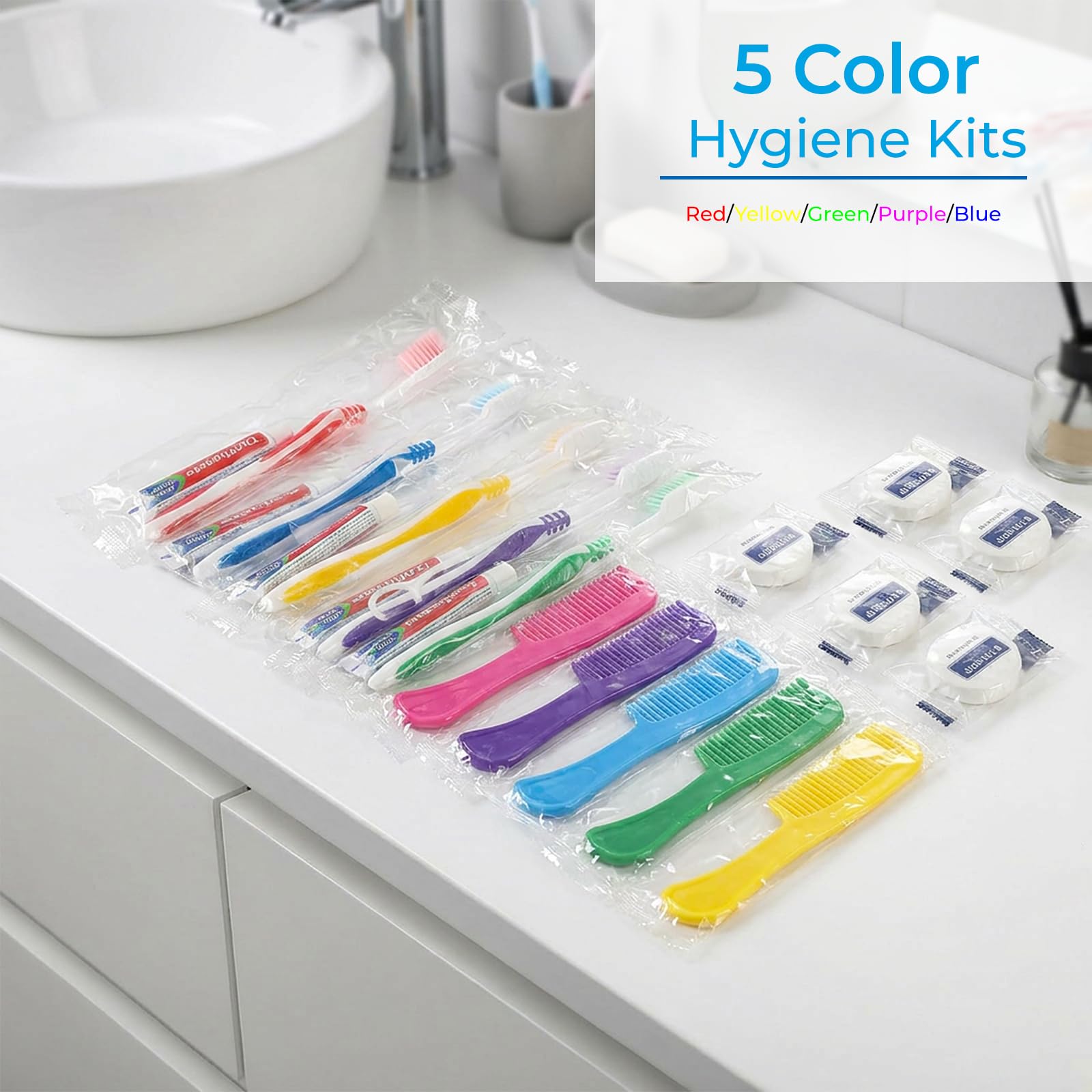 Spazzolini usa e getta, dentifricio, filo interdentale, pettine e sapone in | Filo interdentale, sapone da bar confezionato singolarmente, kit di igiene di base, per viaggi, hotel, campeggio, donazioni