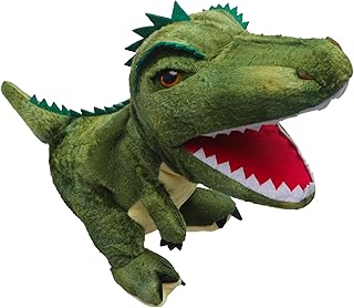 YJZQ - Peluche de ventriloque dinosaurios (juguete de marionetas, de peluche, de mano, para mascota, para clase de infancia, peluche, gran boca, Tyrannosaurus, color verde