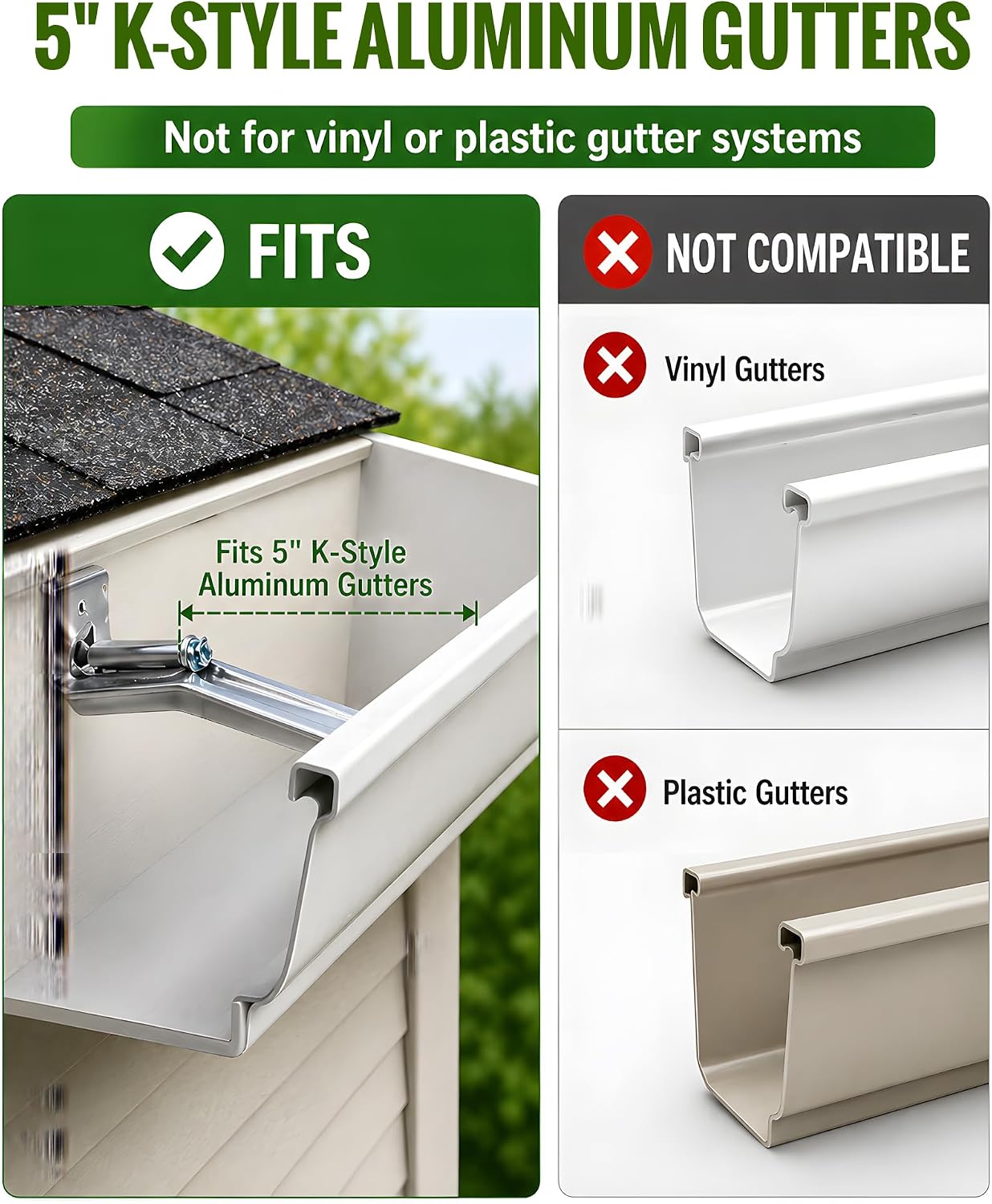 Gutter Hangers 5 Inch, 25 Pack Hidden Brackets with Pre-Inserted Screws