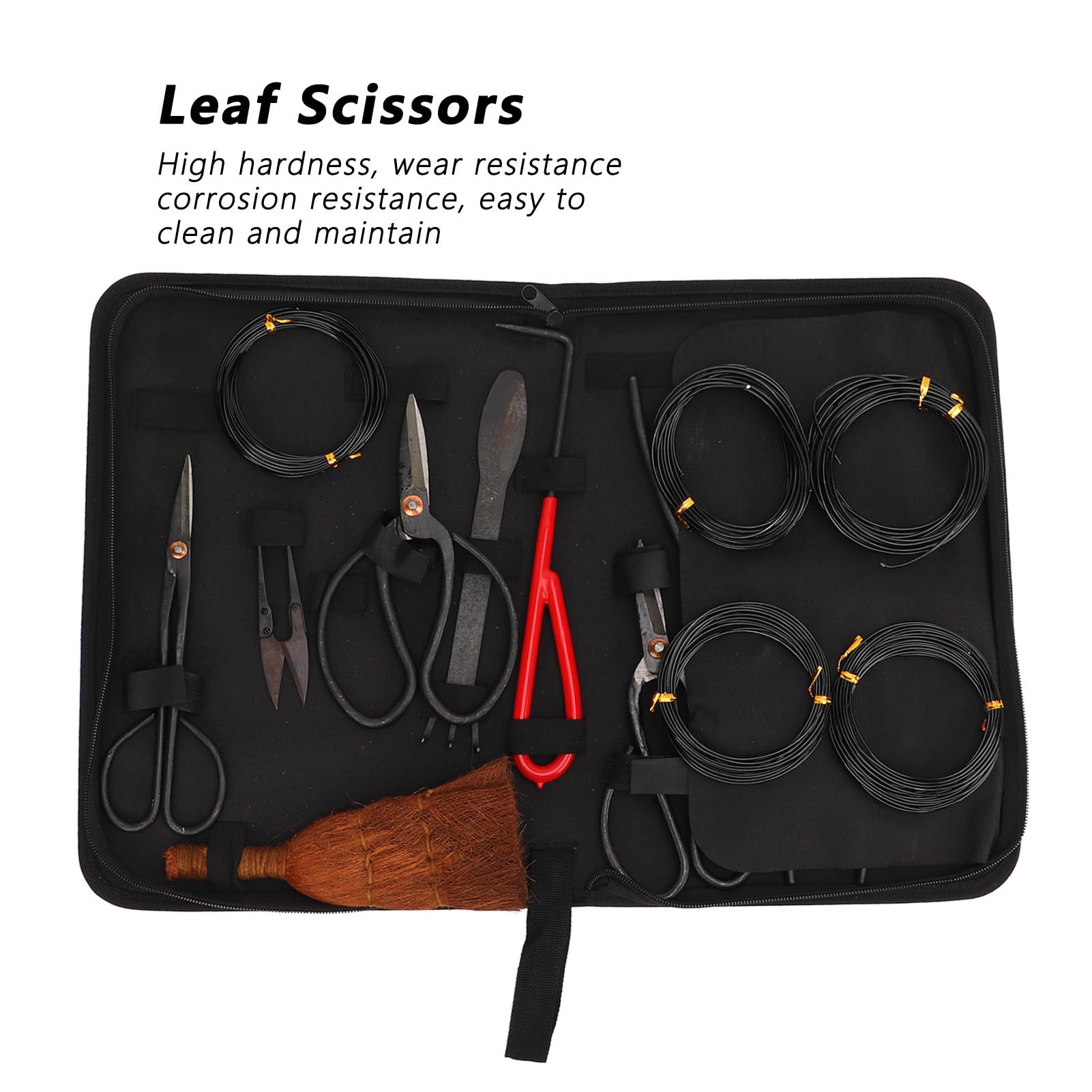 FLEXMAN 12Pcs Bonsai Tools Set, Kit de Herramientas de Jardín Multifuncional con Tijeras de Corte de Corte de Cabello Cóncavo Cónter Alambre de Cabello Cortador de Barra