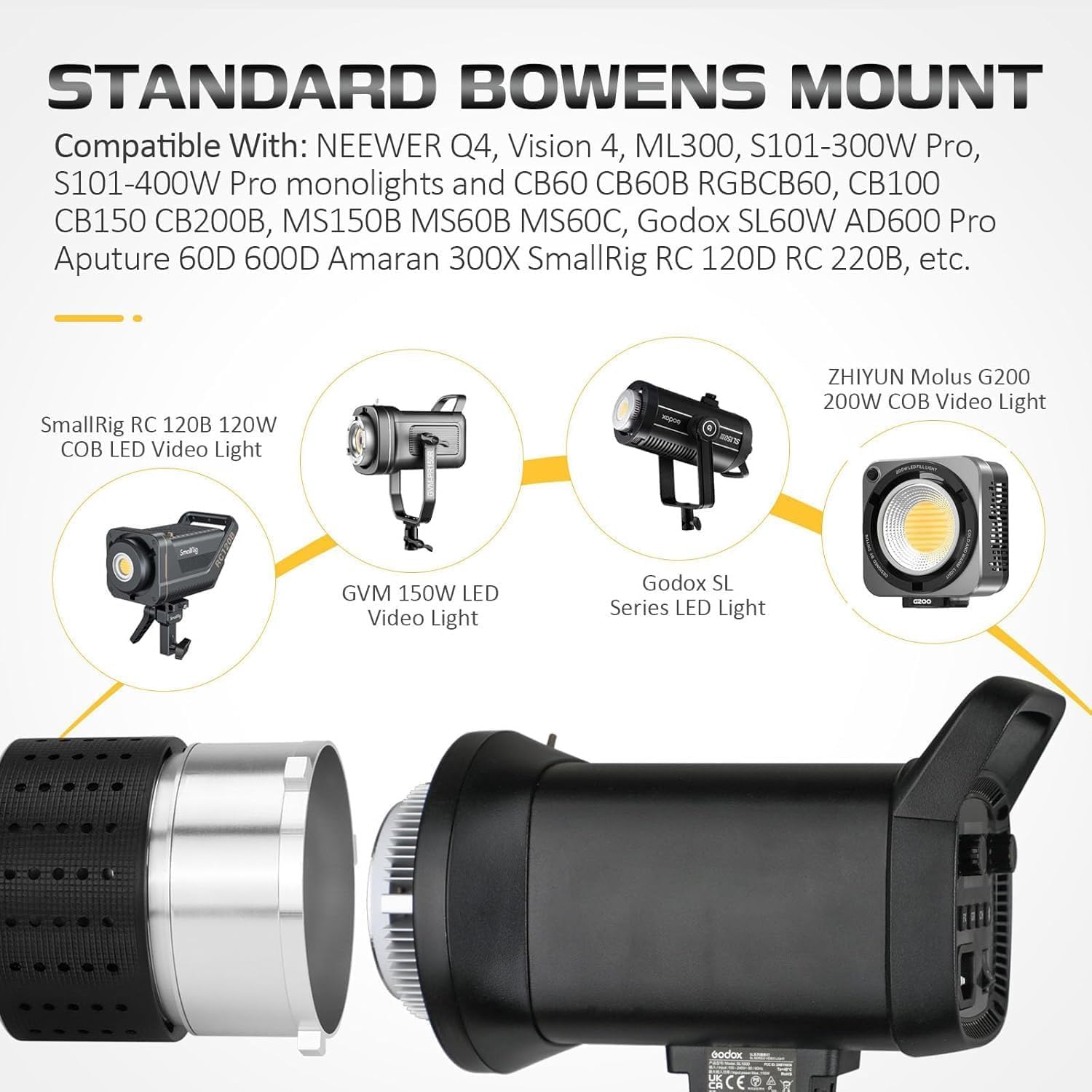 Optical Snoot Bowens Mount Projektor Flash Snoot Konische Linse mit optischer Linse Verschiedene Gobos für Aputure 100DS 100XS 200XS 200DS 300C 300DII 300X