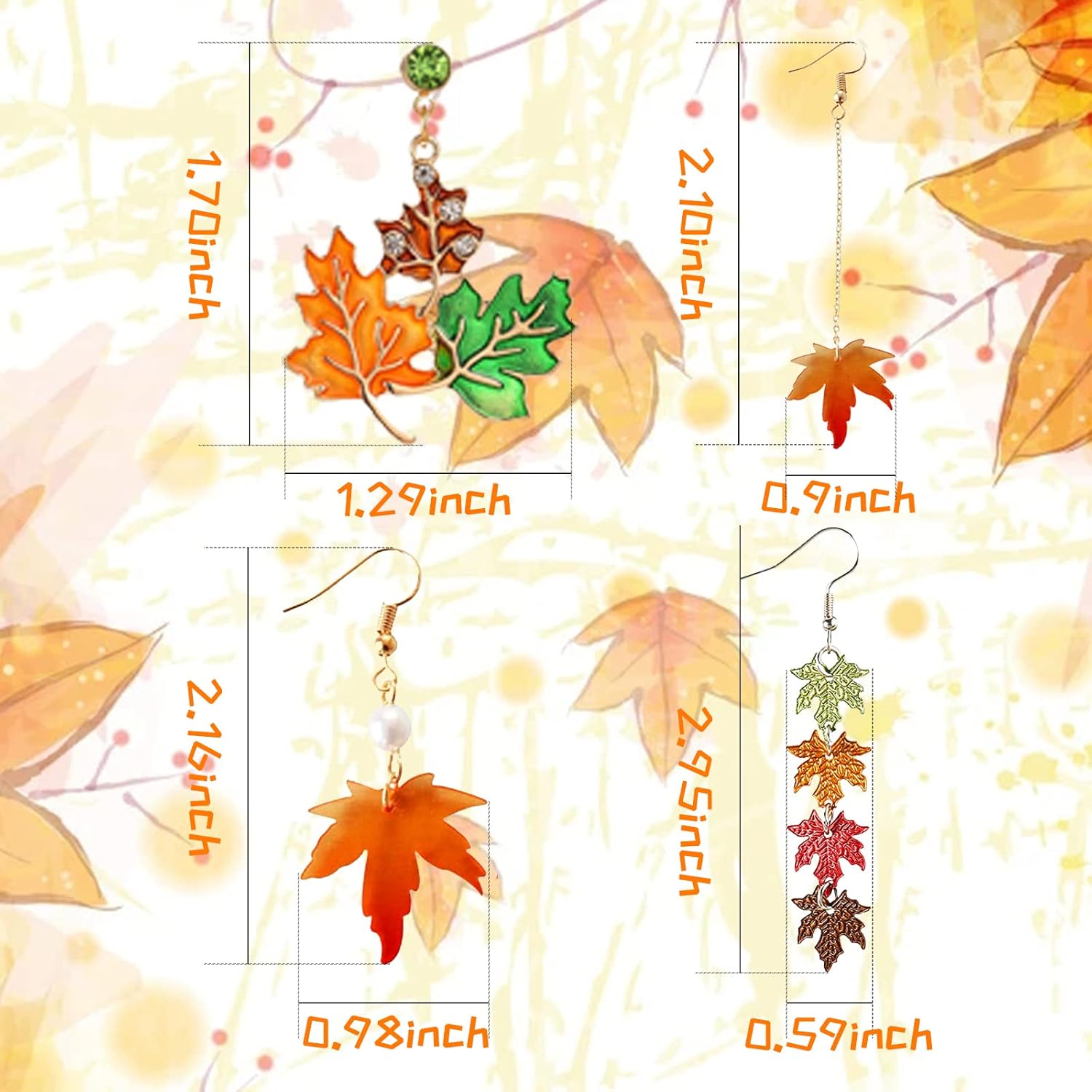 Fall Earrings Candy Corn Earrings Thanksgiving Earrings for Women Turkey Pumpkin Red Maple Leaf Earrings Thanksgiving Gifts - Image 6