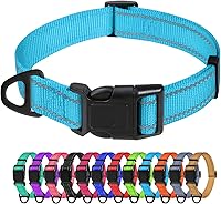 TagME Small Dog Collar Reflective Adjustable Nylon with Quick Release Buckle, Sky Blue 5/8" Wide for Puppies