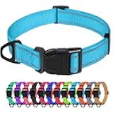 TagME Small Dog Collar, Adjustable Reflective Nylon Pet Collar with Quick Release Buckle, Sky Blue, 5/8