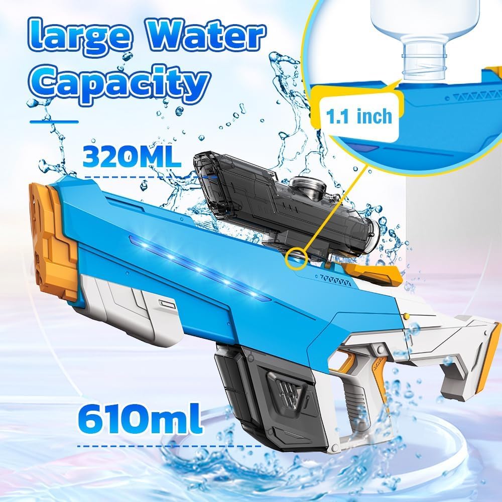 Aohcae Wasserpistole Elektrisch,Automatische Wasserpistole für Kinder und Erwachsene, 8-10 M Großer Reichweite Wasserpistole Spielzeug, Sommerspielzeug für Pool Garten Strand (Blau)