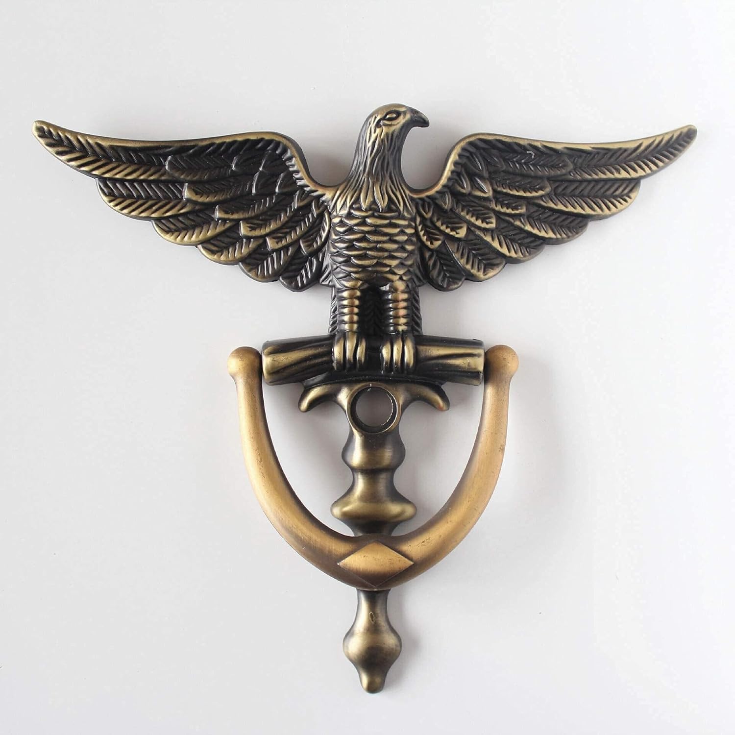 JD Zinc Alloy Antique European Style Eagle Head Door Knocker Door Knockers Home Decor Ring Furniture Handle Hardware Knocker(Coffee)