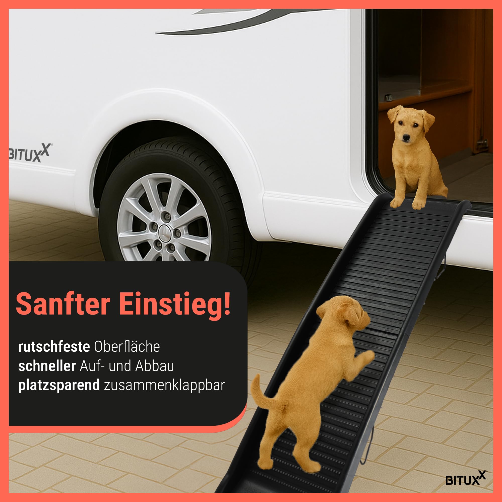 BITUXX® Hunderampe Hunde Einstiegshilfe Autorampe Hundetreppe Hundetransport Klappbar aus Kunststoff