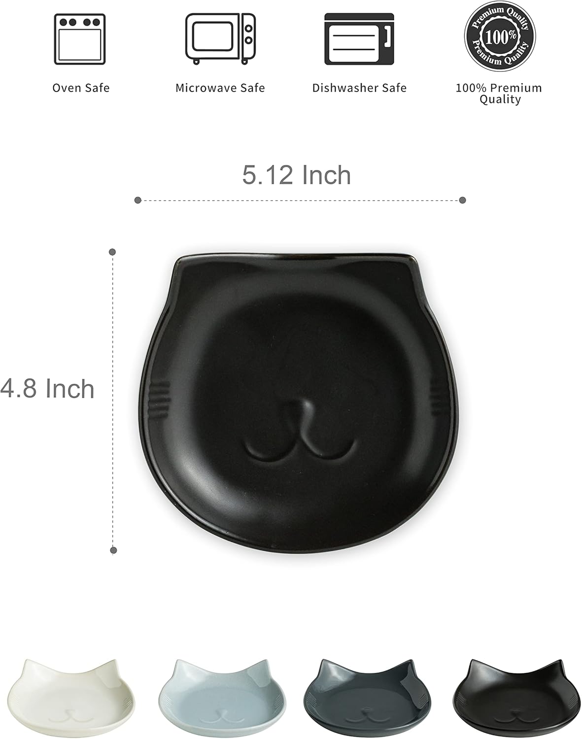 Black Spoon Rest for Stove Top, 5.12 Inches Ceramic Spoon Holder for Kitchen Counter, Cat Cooking Utensil Rest for Spatula, Spoons or Ladles, Farmhouse Kitchen Decor