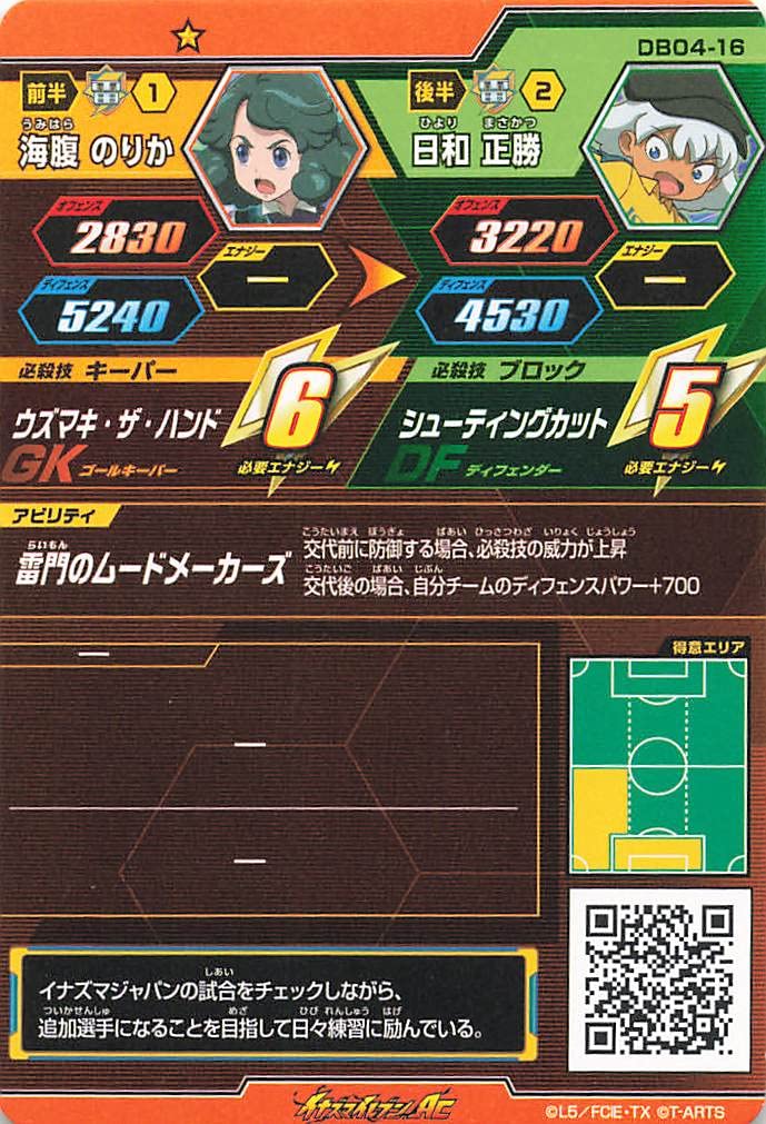 Amazon.co.jp: イナズマイレブンAC TCG 海腹 のりか/日和 正勝 DB04-16