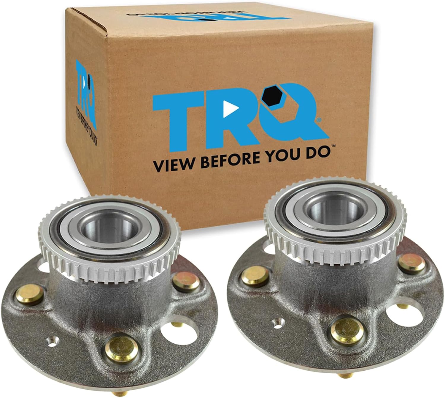 TRQ 2 Piece Rear Wheel Bearing & Hub Assembly Set Compatible with 2002-2003 Honda Civic