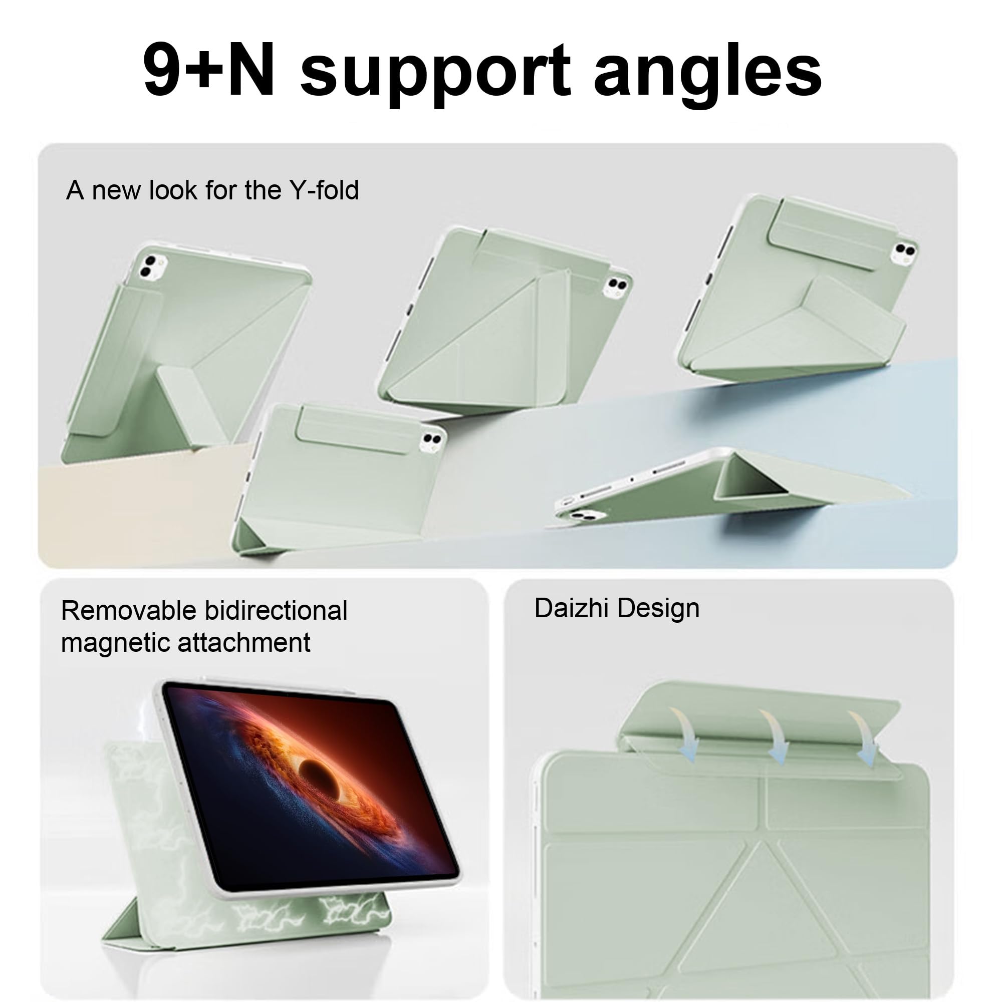 zZjoOoj Etui na tablet Honor MagicPad 4 13,2 cala, obracany o 360° magnetyczny pokrowiec ochronny, automatyczne uśpienie/budzenie, regulowany stojak, zielony matcha