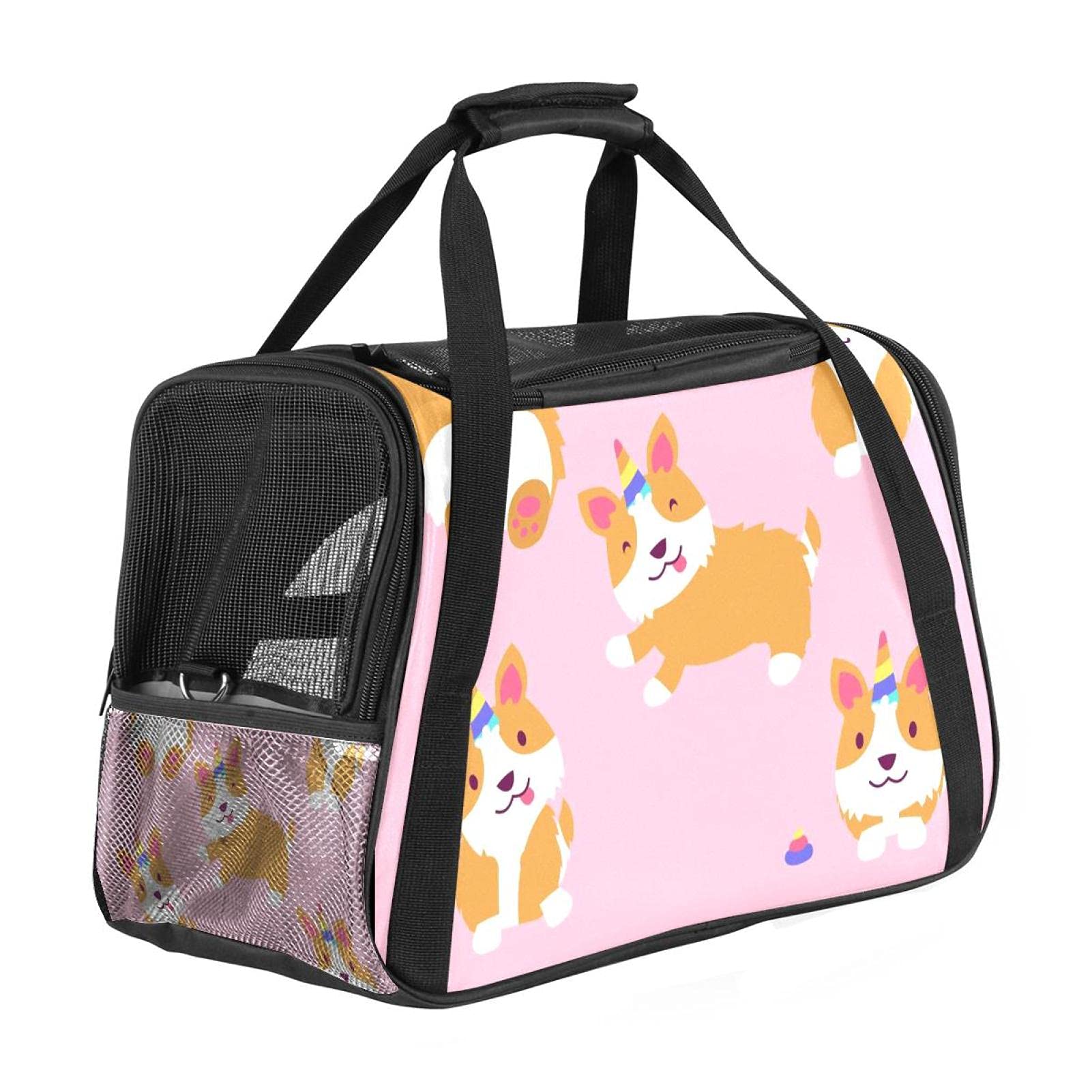 Sac de transport portable pour chat et chien rose homologué avion