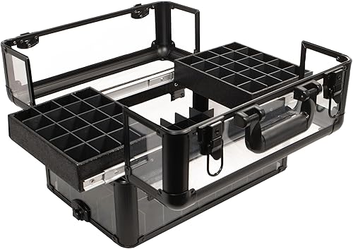 Miniatura 3 de Ver Beauty Art Craft - Bandeja blindada fácil de deslizar, caja de herramientas de almacenamiento con soporte para base, acrílico negro