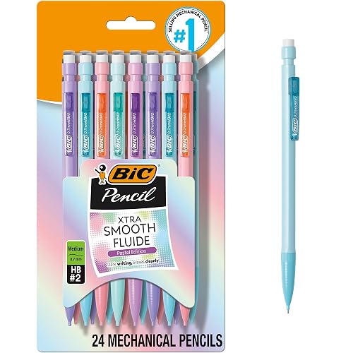BIC Xtra-Smooth Pastel Mechanical Pencils with Erasers, Medium Point (0.7mm),
