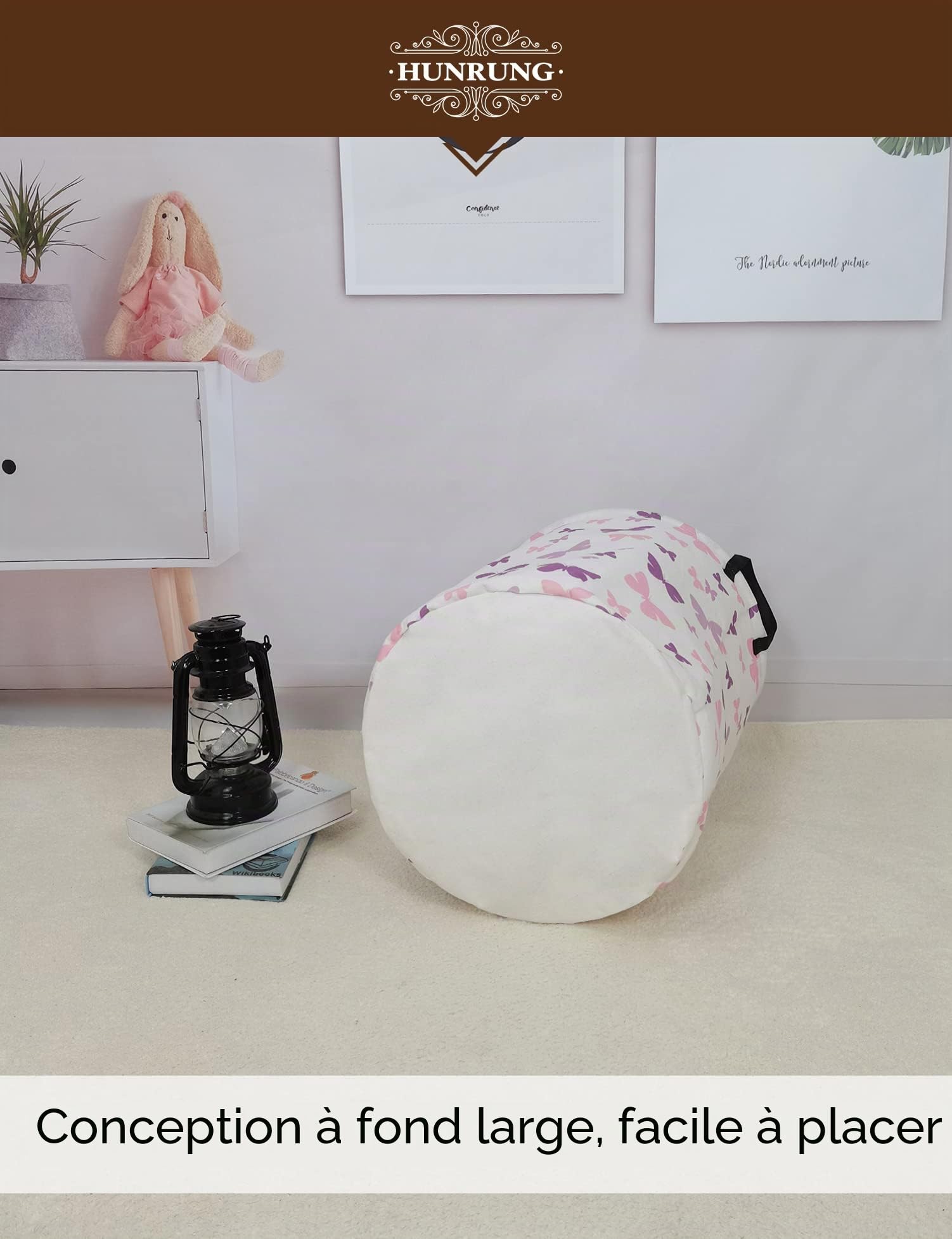 Panier à linge, grand panier de rangement léger en toile en tissu de toile pour jouets, vêtements sales, pliable et imperméable pour dortoirs universitaires, chambre d'enfant, salle de bain
