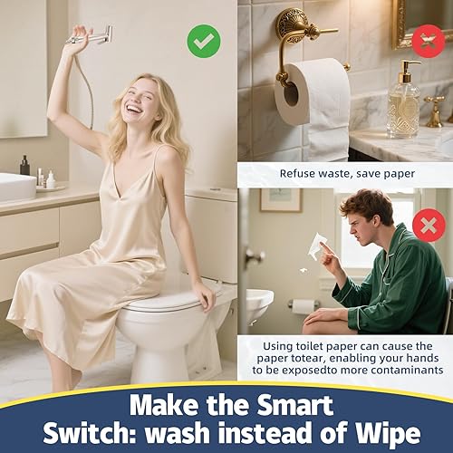 Miniatura 5 de Pulverizador de bidé de inodoro de mano para inodoro, control de presión de agua ajustable con manguera de bidé para lavado femenino, pañal de tela