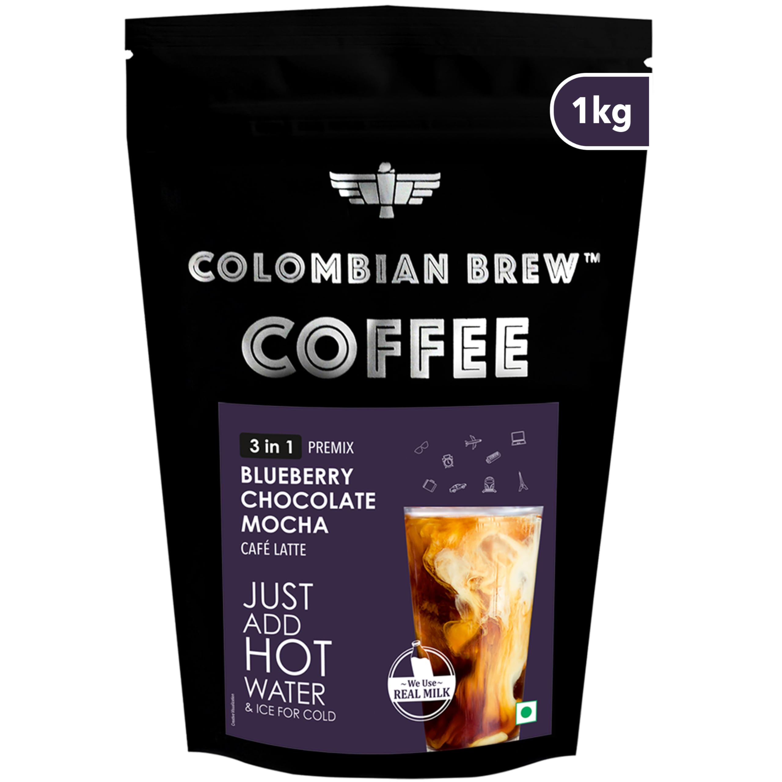 Colombian Brew Blueberry Chocolate Mocha Café Latte, Instant Coffee Powder Pre-mix (3 in 1) 1kg (B086LJ2CSW) Amazon Price History, Amazon Price Tracker