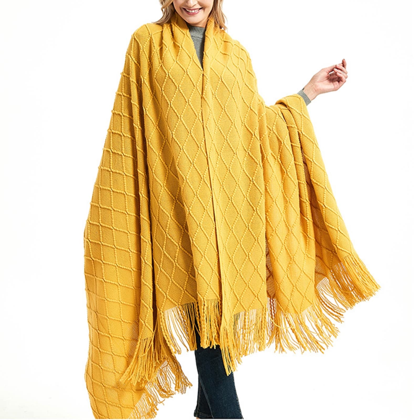 Foulard Femme Jaune, Écharpe Unisexe Fibre Acrylique Châle à Franges Couverture de Grande Taille Sciarpa Calda Alla Moda