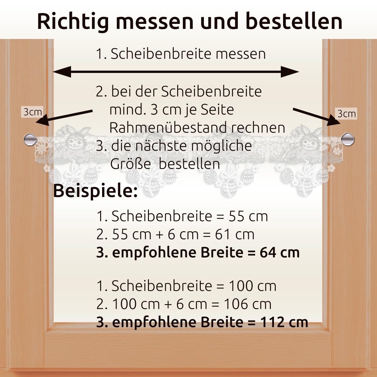 Mini-Scheibenhänger Osterwiese mit Hase Vogtländischer Spitze | Spitzengardine Oster-Motiv Häschen auf Blumenwiese | Feenhaus-Scheibengardine Osterwiese mit Schmetterling | Höhe x Breite 16 x 96 cm