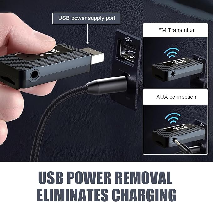 Receptor Bluetooth USB para Auto, Adaptador de Audio Inalámbrico 5.3, Aux 3.5mm miniatura 5