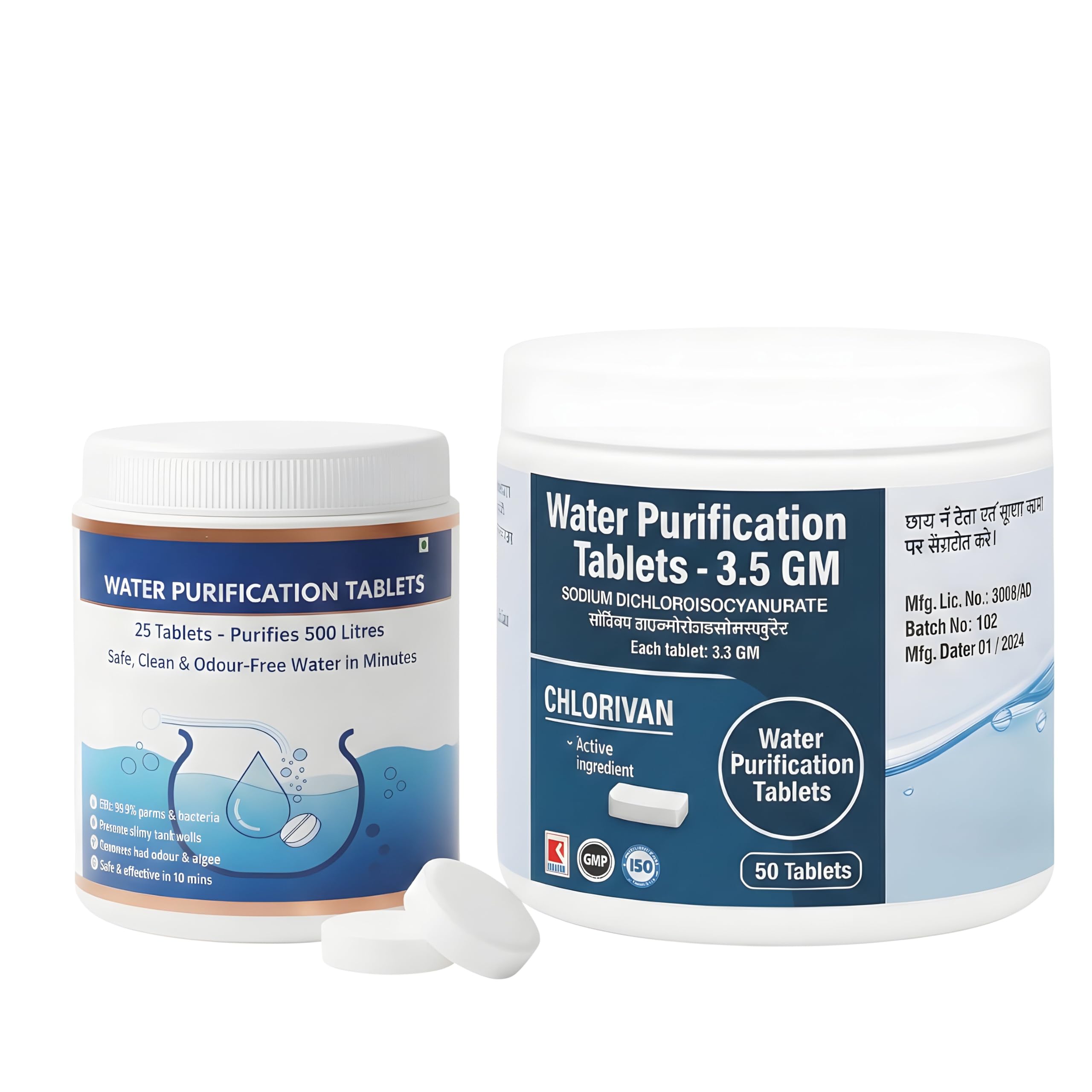 Water Purification Tablets 3.5 GM (25 + 50 Combo) | Chlorine Tablets for Water Tank | Fast 10-Min Action | Sodium Dichloroisocyanurate | Safe Drinking & Storage Water Solution-image-20
