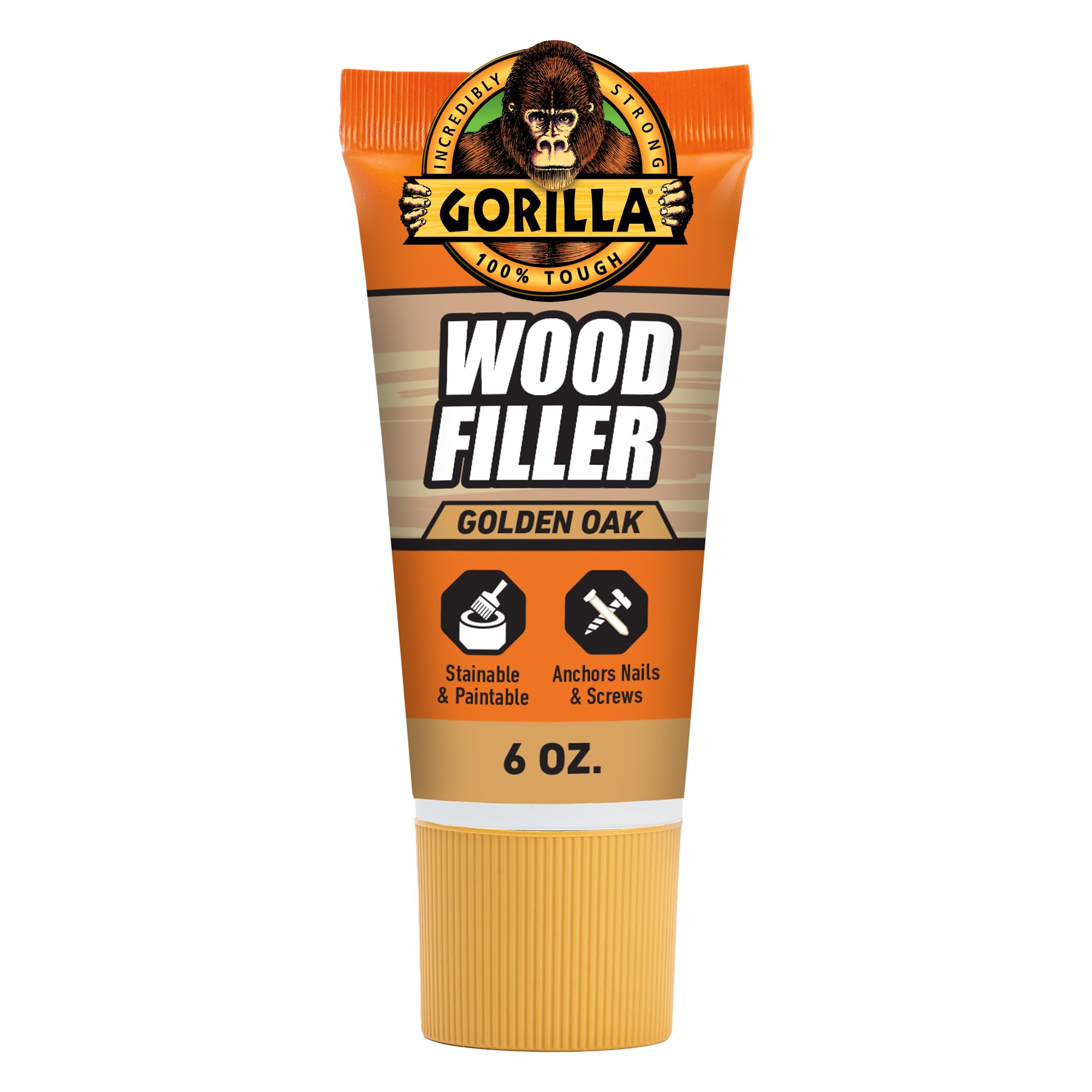 All Purpose Wood Filler, Golden Oak Color, 6 Ounce Tube (Pack of 1) - Water Resistant for Indoor or Outdoor Projects and Repairs
