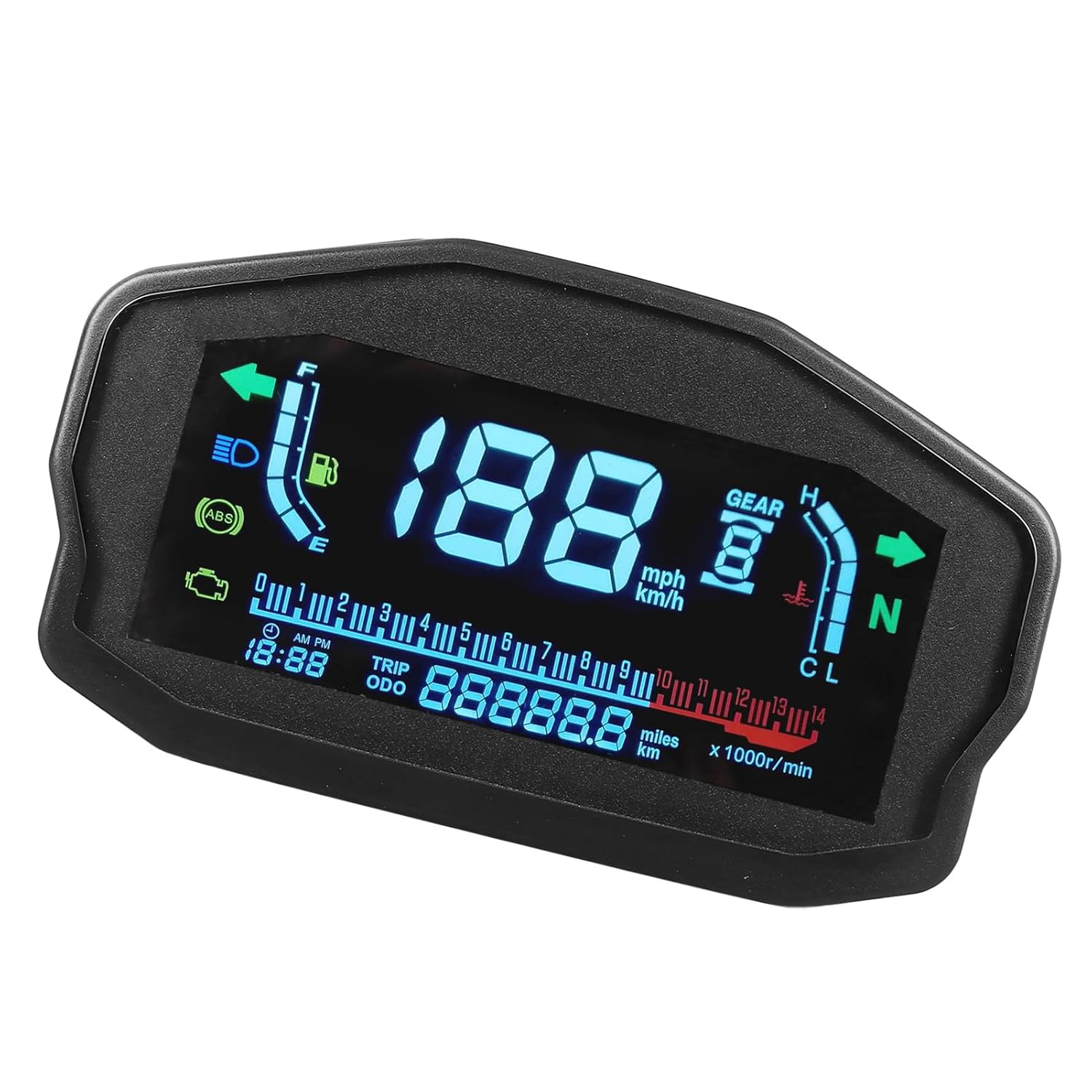 Aramox Digital Display Motorcycle Speedometer, Motorcycle Instrument Cluster, Speedometer, Tachometer, LCD Digital Display, Water Temperature, Oil Level Gauge, Motorcycles Oil Level Meter