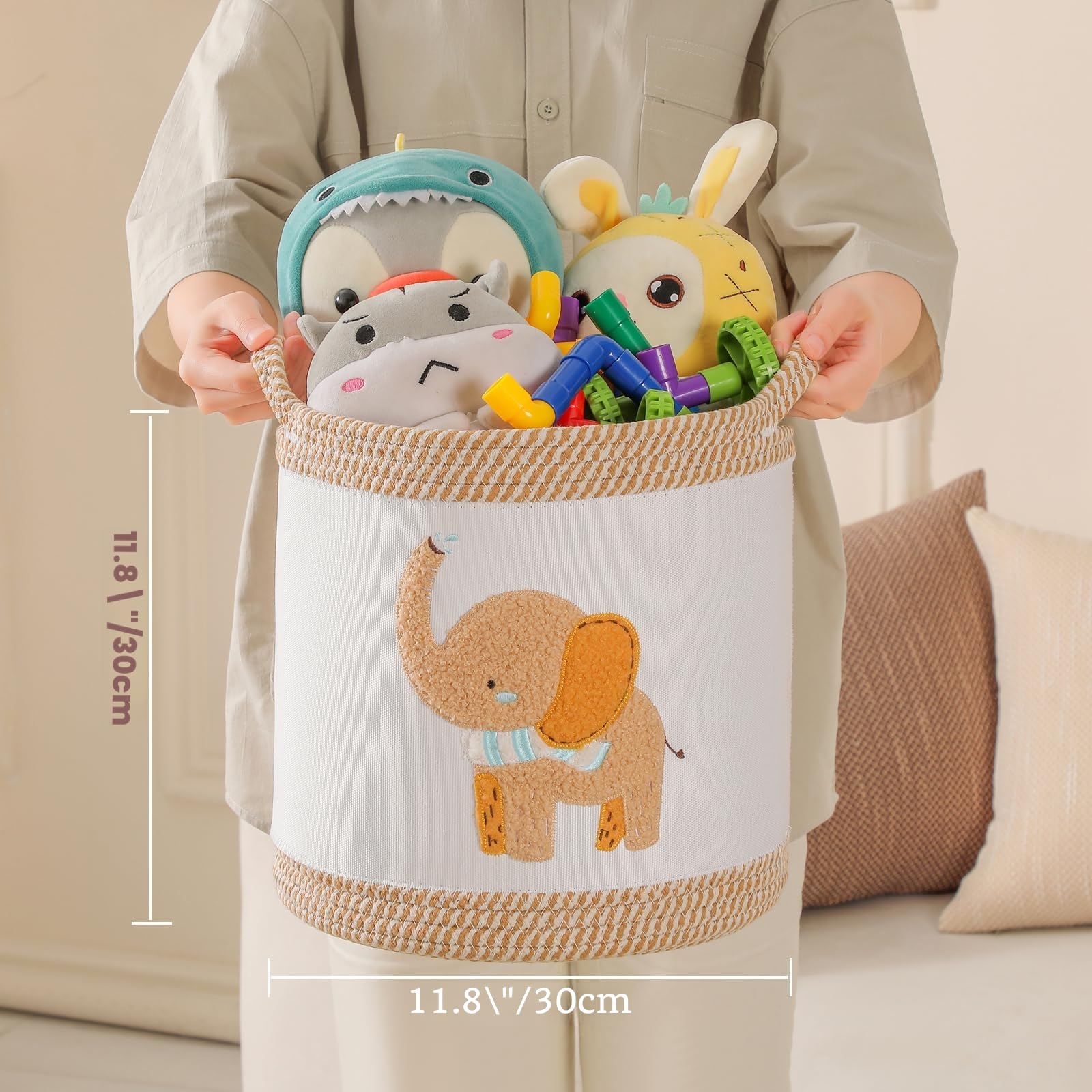 Ceste Portaoggetti Pieghevoli per Bambini Set Giallo Leone Giraffa Elefante